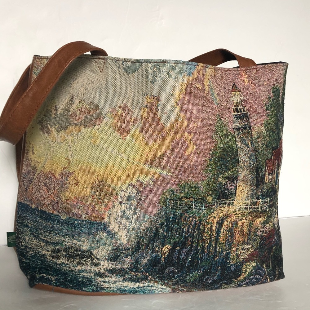 Thomas kinkade shoulder Vegan leather Tote bag